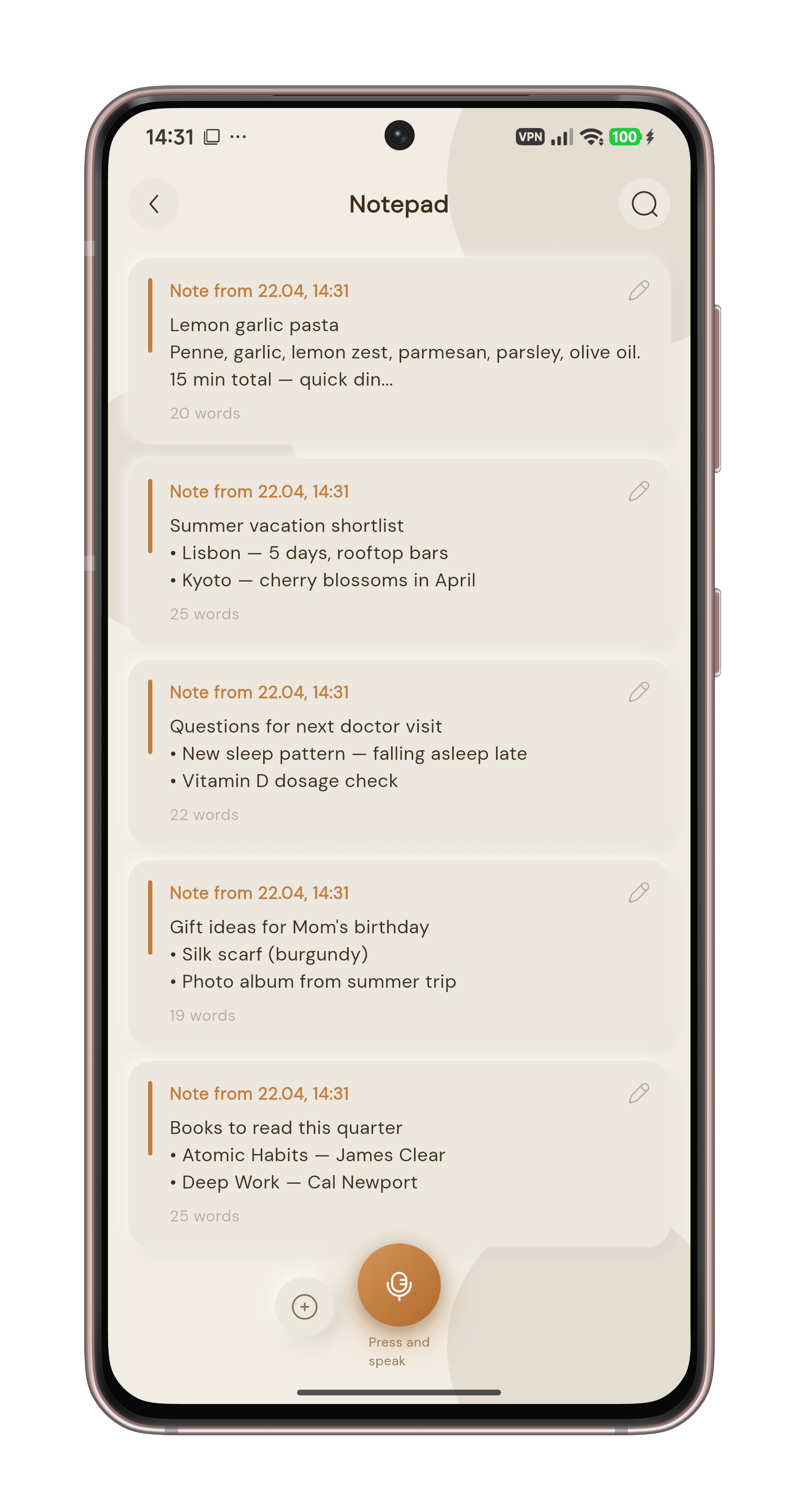 VoiceTask notepad